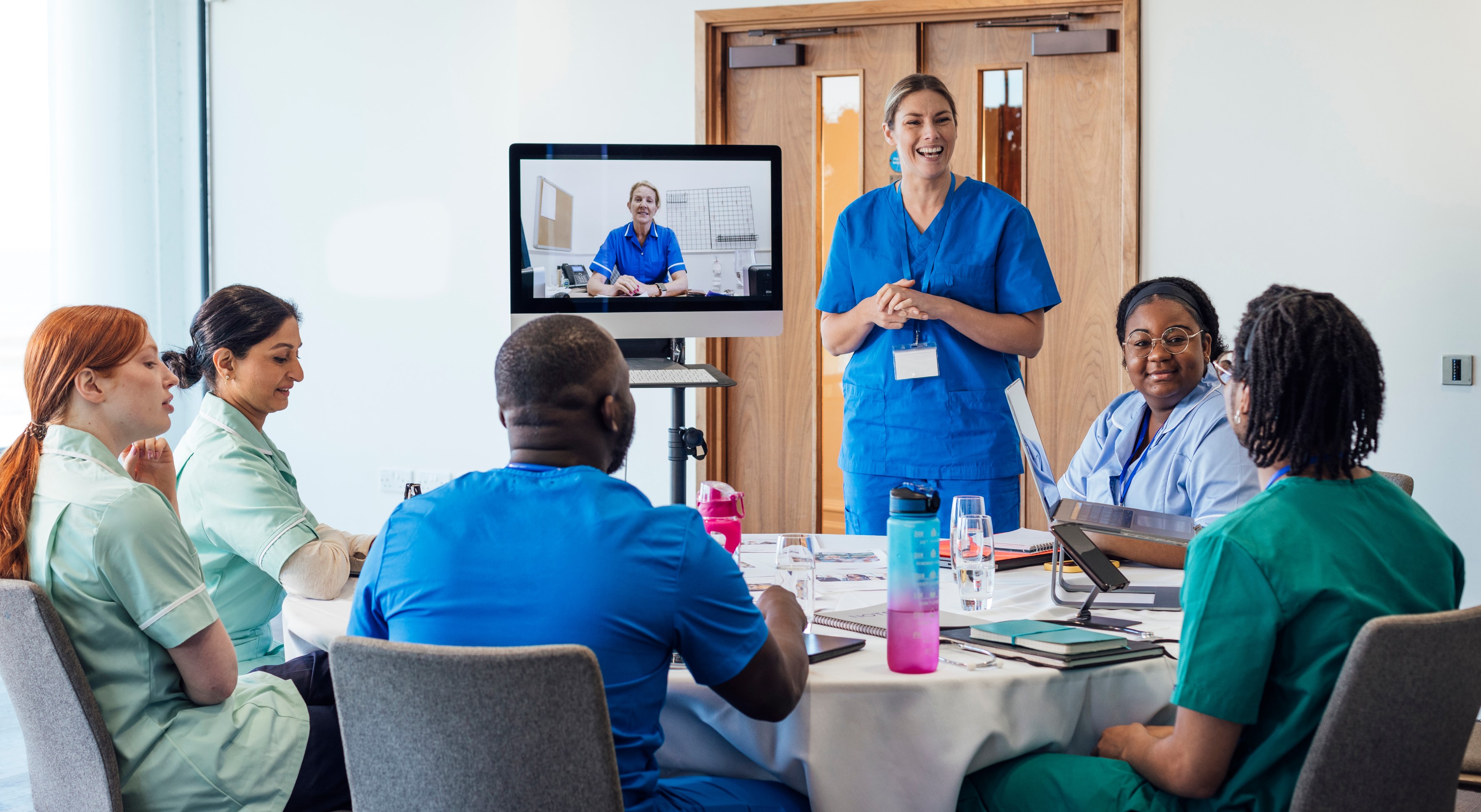 medical workers in meeting